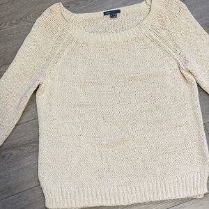 Vince Cream Scoop Neck Lightweight Chunky Knit Sweater Sz.S Cream